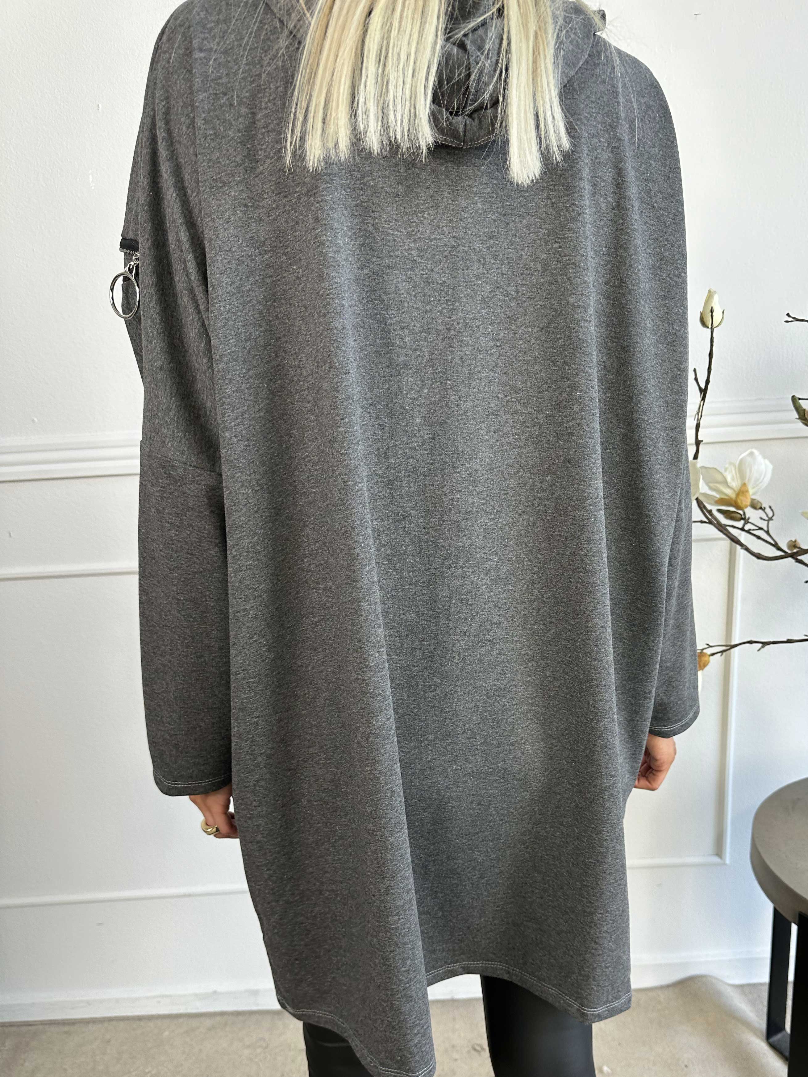 Merah - Hættetrøje med lynlåsdetalje